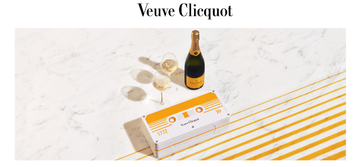 La cassette audio retro de de Veuve Clicquot vous promet un voyage très retro
