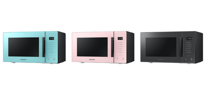 Nouveaux micro-ondes Samsung disponibles en coloris Clean Pink, Mint et Charcoal