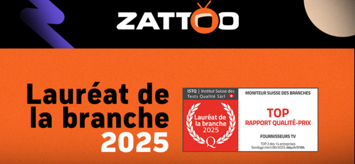Zattoo reçoit le titre de Lauréat de la branche 2025