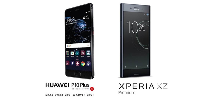 Comparatif Sony Xperia XZ Premium et Huawei P10 Plus